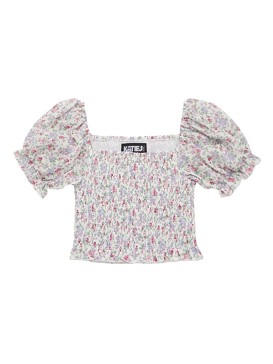 Girl's Marlee Smocked Floral Top - Spring Bouquet - Size 12