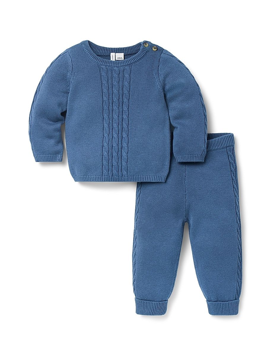 Baby Boy's 2-Piece Cable-Knit Cotton Set - Blue - Size 18 Months