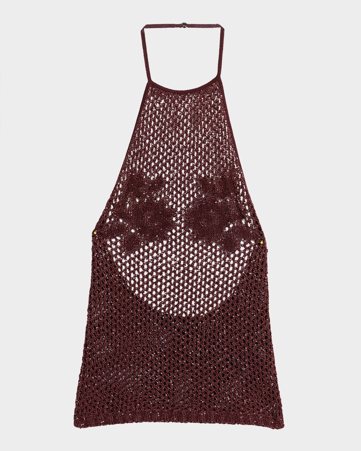 Metallic Floral Crochet Halter Top