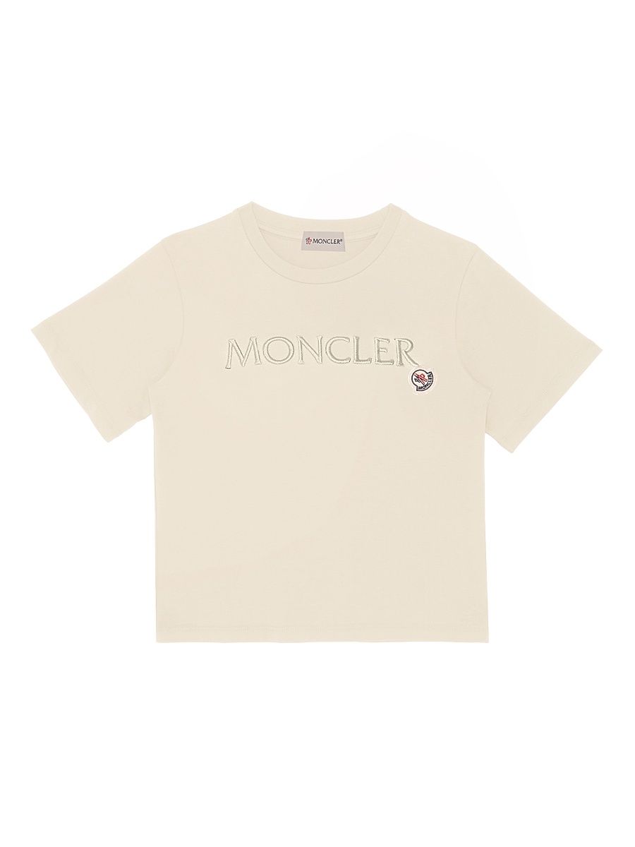 Little Girl's & Girl's Short Sleeve Embroidered Logo T-Shirt - Off White - Size 6