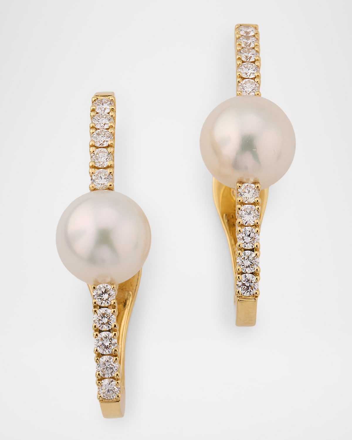18K Yellow Gold Akoya Pearl & Diamond Earrings