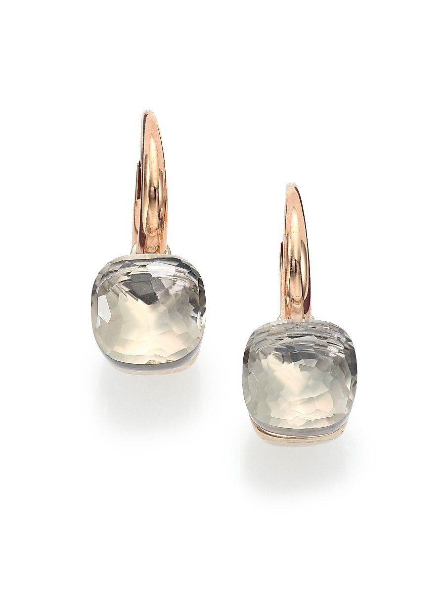 Nudo White Topaz & 18K Rose Gold Leverback Earrings - Rose Gold
