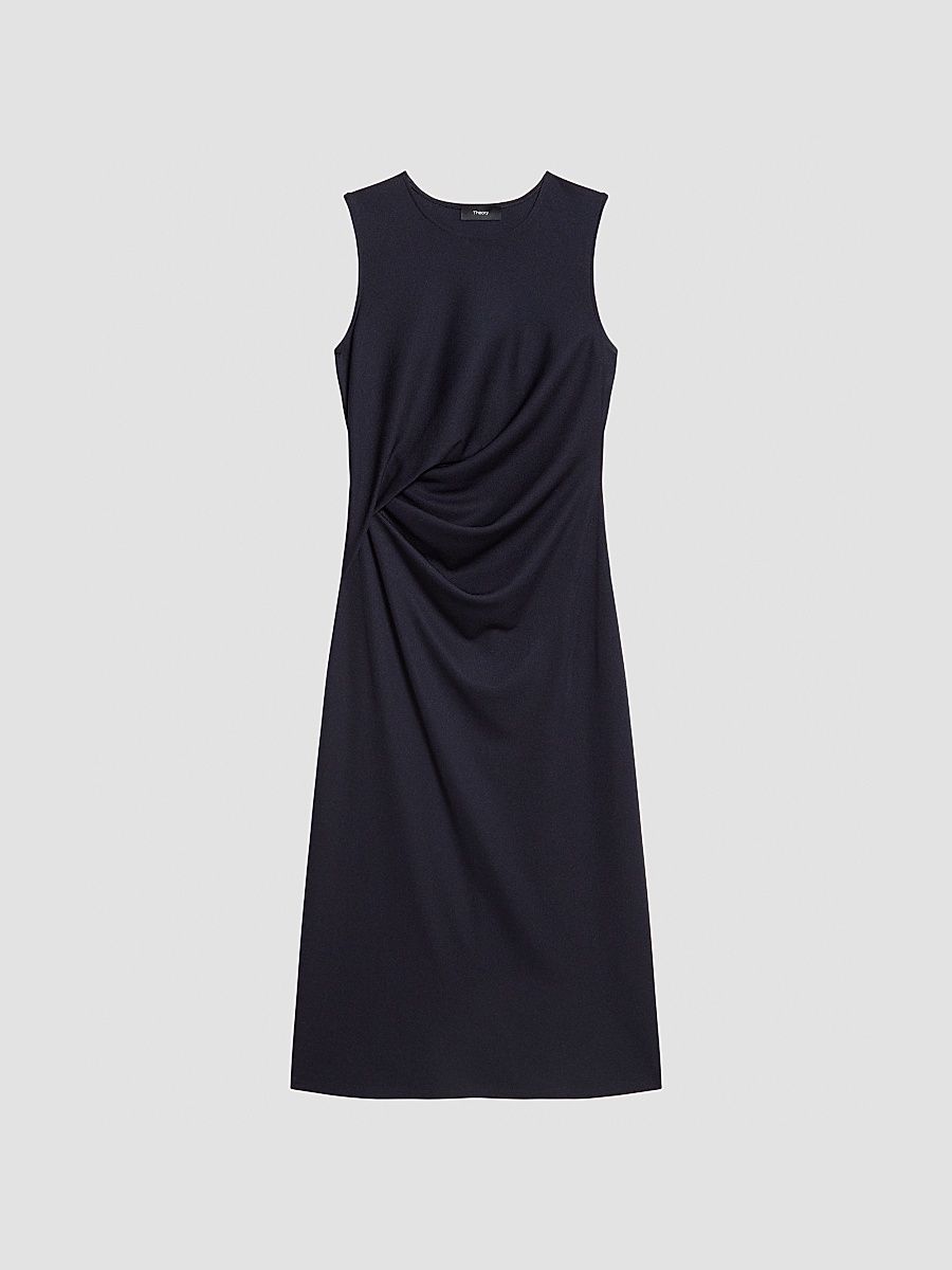 Women's Drape Tuck Sweater Midi Dress - Midnight Navy - Size XS