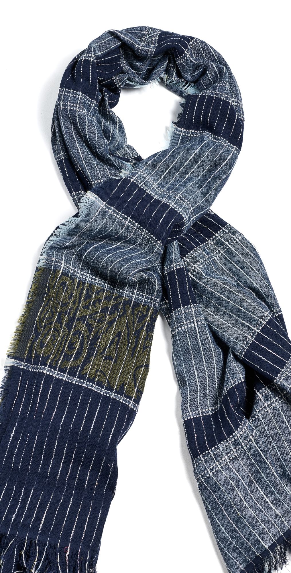 Faherty Bold Pin Stripe Oblong Scarf Total Eclipse Multi One Size