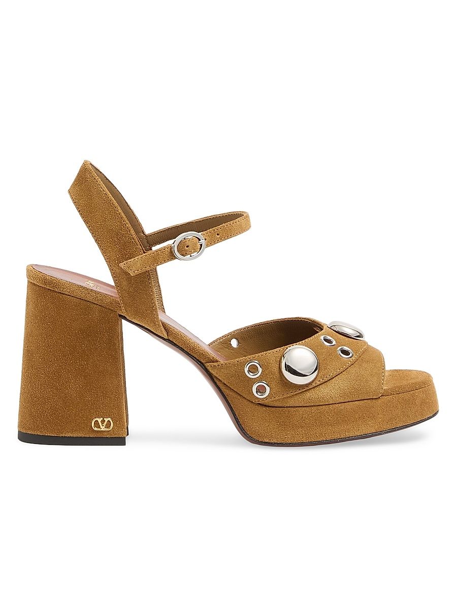 Women's Nellcote 90MM Platform Sandals in Split Leather - Havana Beige - Size 12