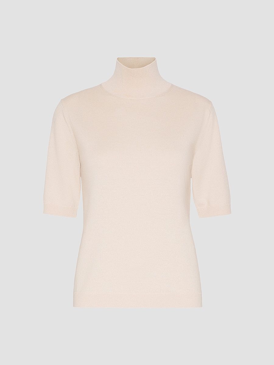Women's Wool Polo Neck Sweater - Albino - Size XS