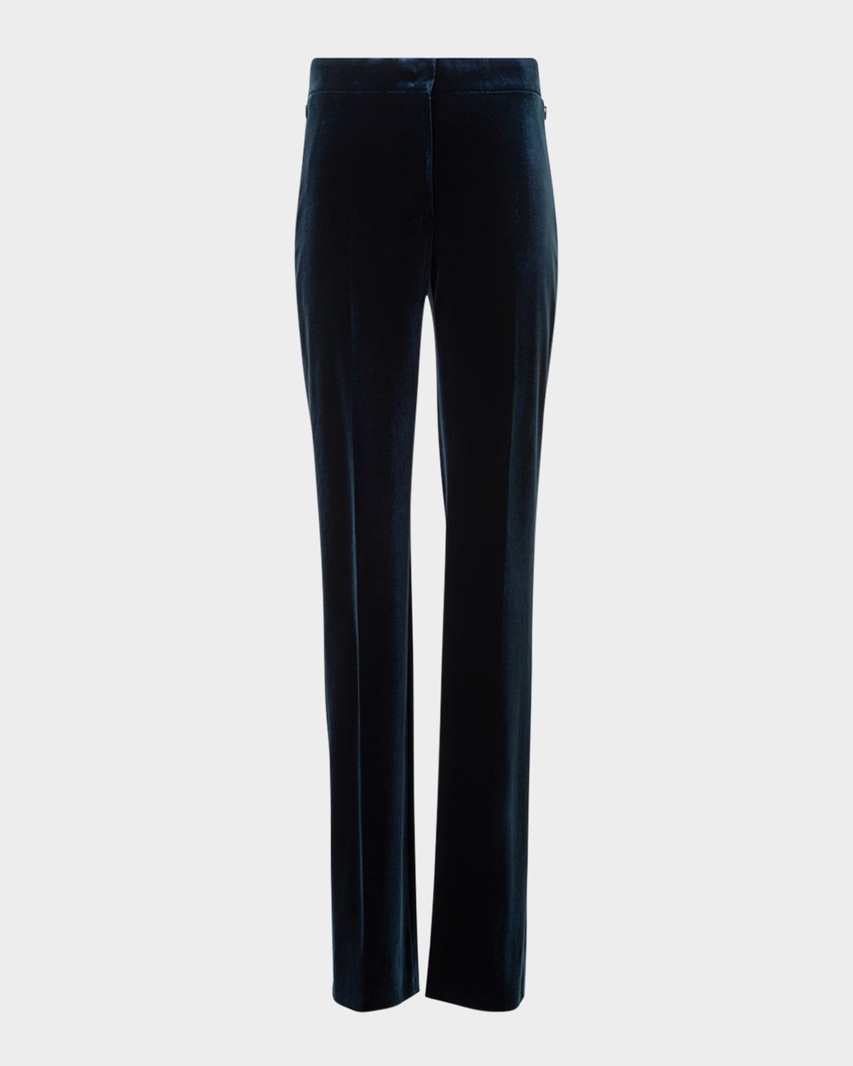 Carl Techno Velvet Stretch Straight-Leg Pants