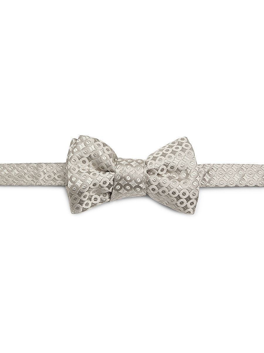 Men's Circle Silk Bow Tie - Silver