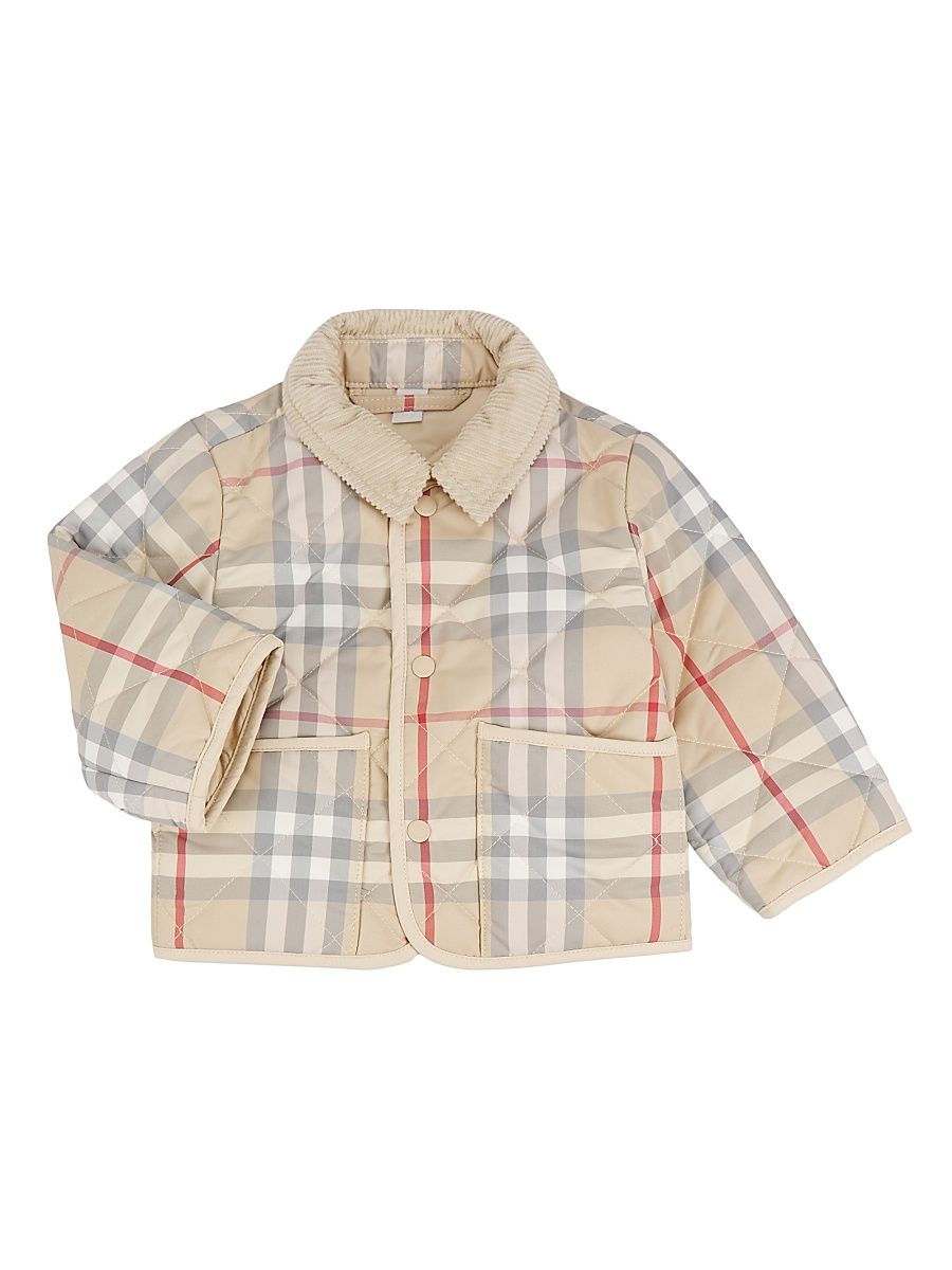 Baby's Tommy Check Quilted Jacket - Pale Stone Check - Size 9 Months