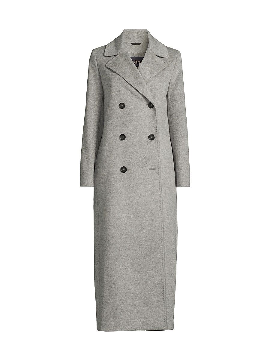 Women's Icons Wool-Cashmere Double-Breasted Coat - Light Gray - Size 14