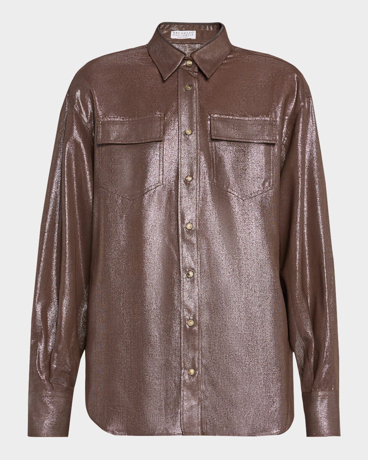 Metallic Double-Pocket Blouse