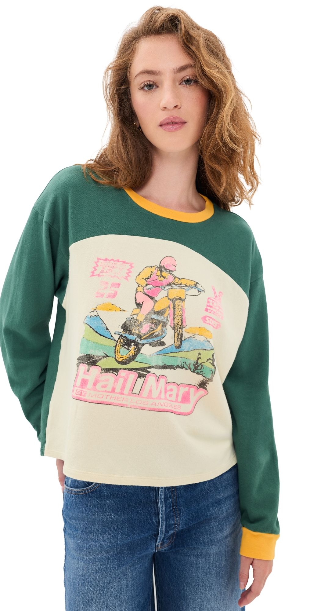 MOTHER The Speedway Sweatshirt Galapagos Green/Gold Fusion M