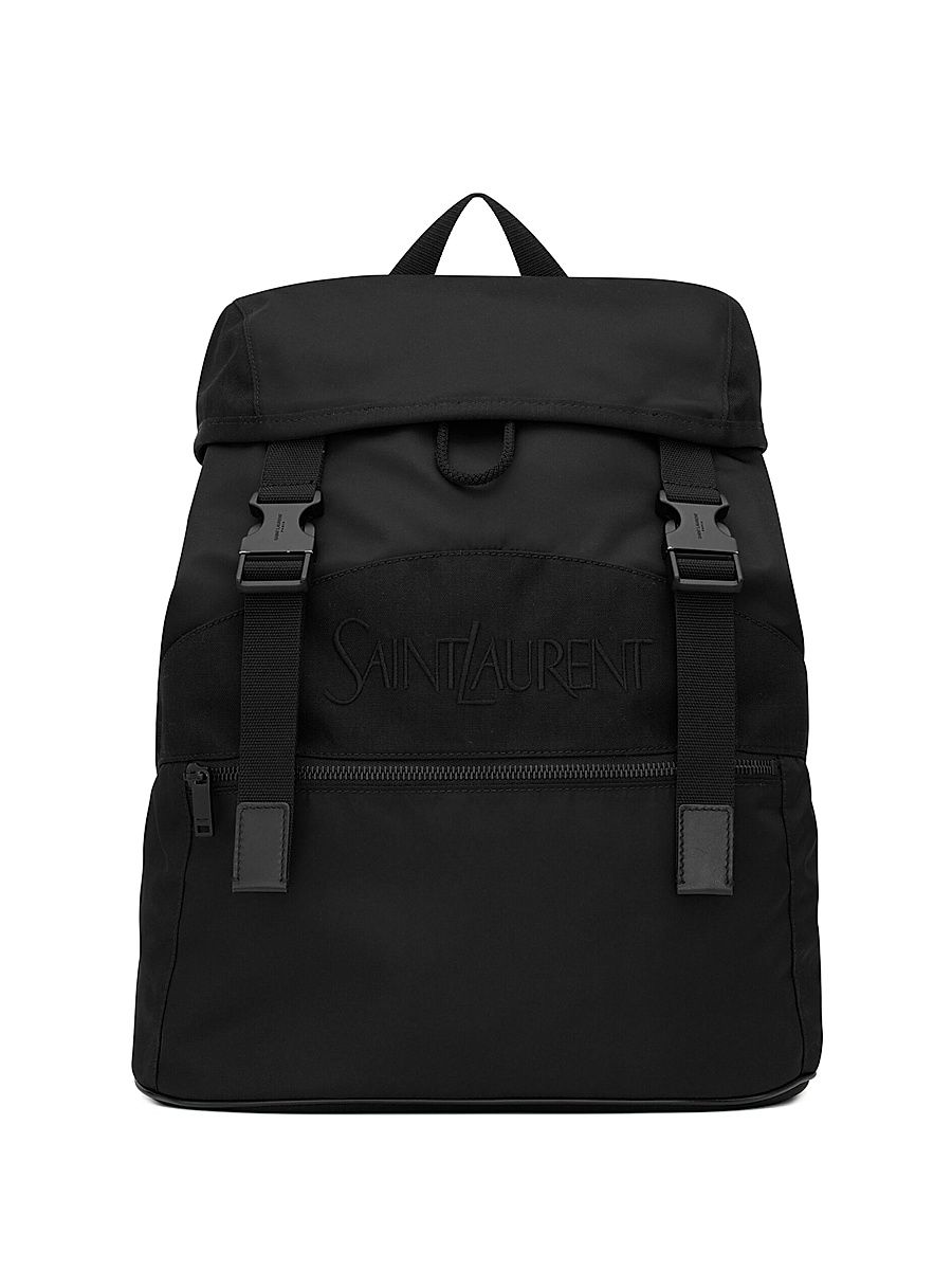 Men's Backpack in Econyl and Vegetable Tanned Leather - Black