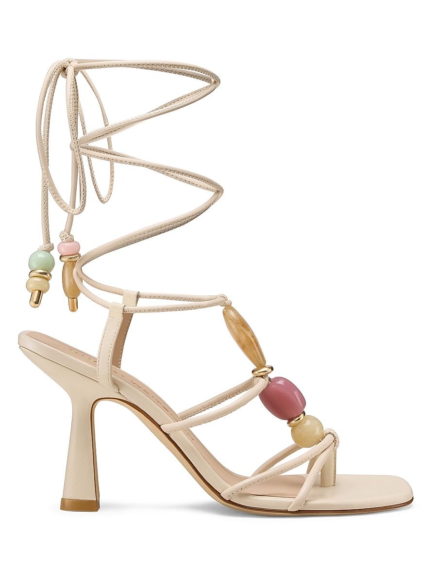 Women's Majorca 85MM Wrap Leather Sandals - Linen - Size 9.5