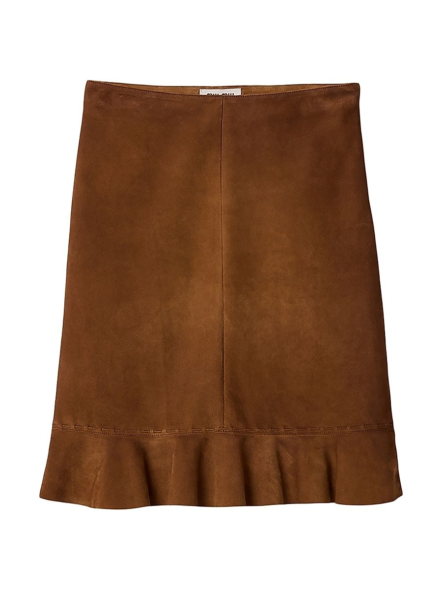 Women's Waxed Suede Skirt - Brown - Size 2