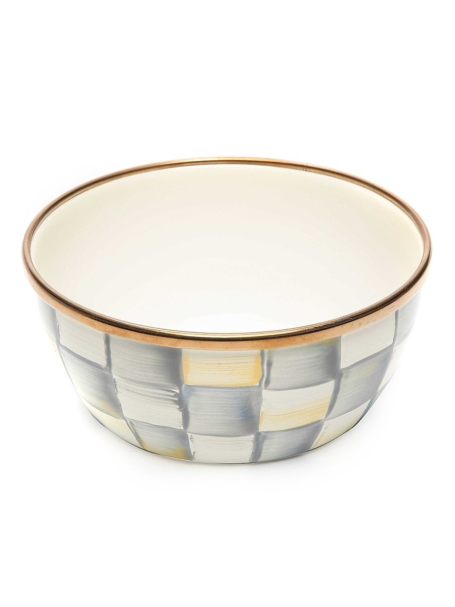 Sterling Check Enamel Pinch Bowl