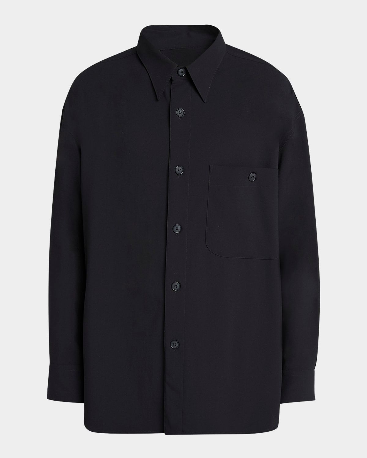 Men & apos;s Wool Crepe Oversized Sport Shirt