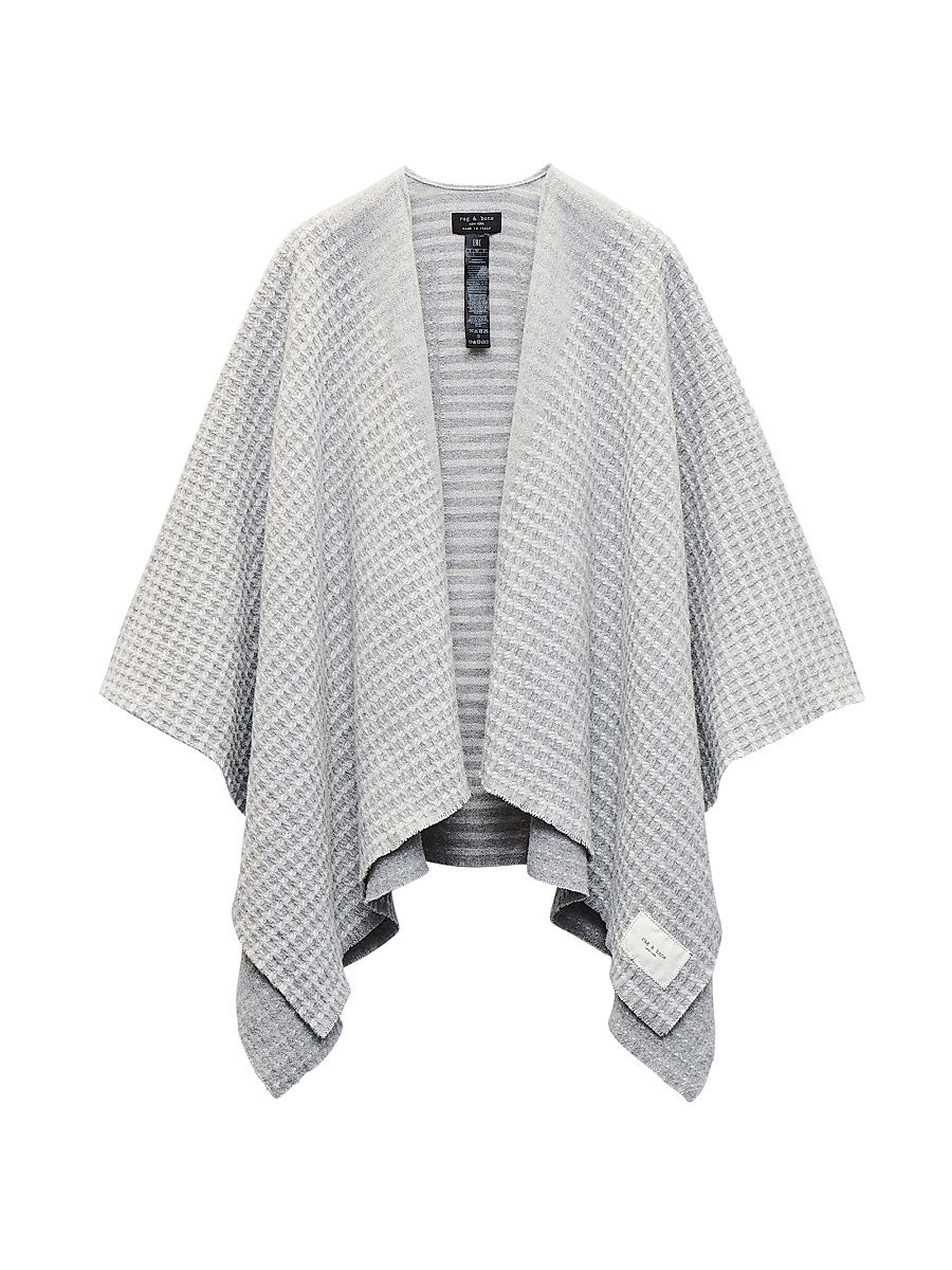 Women's Joni Waffle-Knit Wool Poncho - Grey
