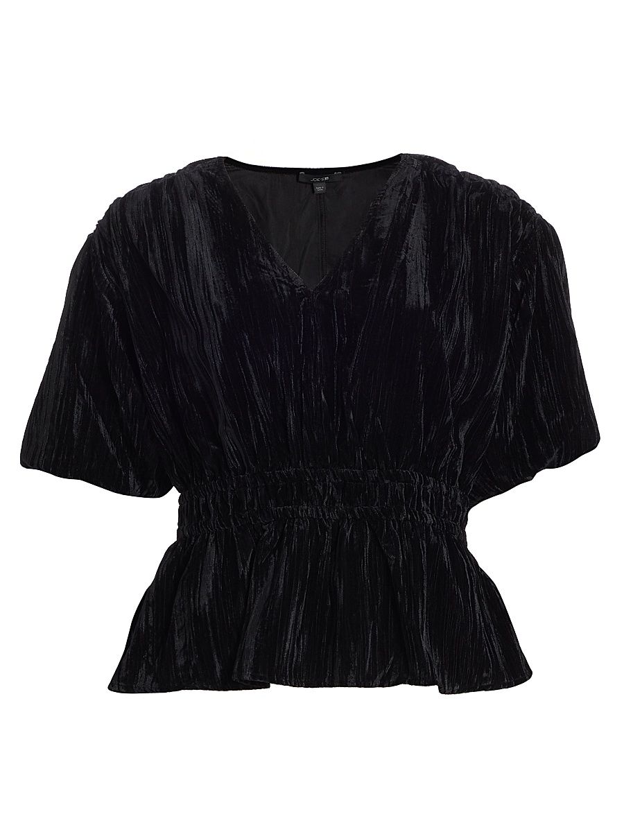 Women's The Mona Velvet Smocked Top - Black - Size Small