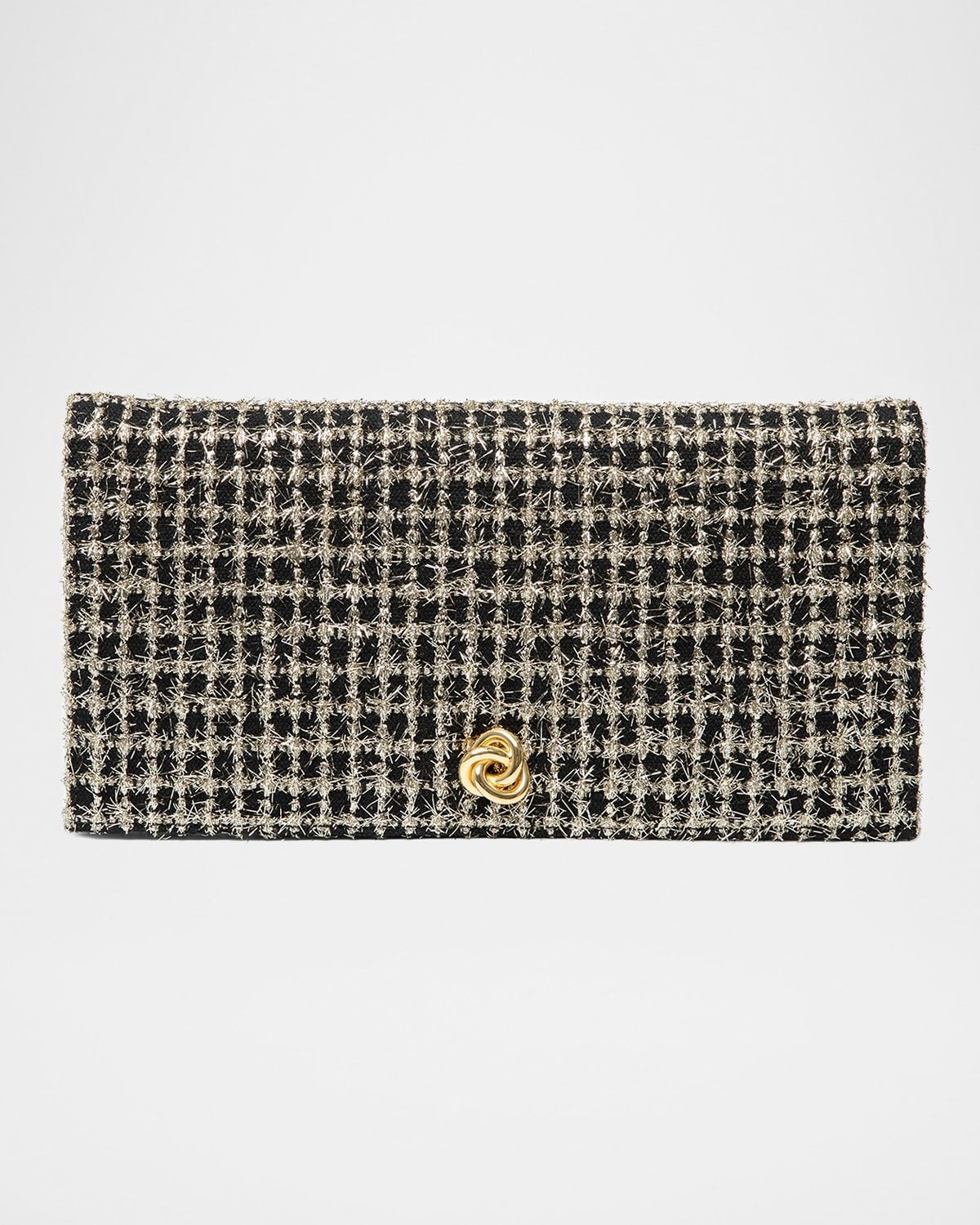 Eloise Flap Fringe Grid Clutch Bag