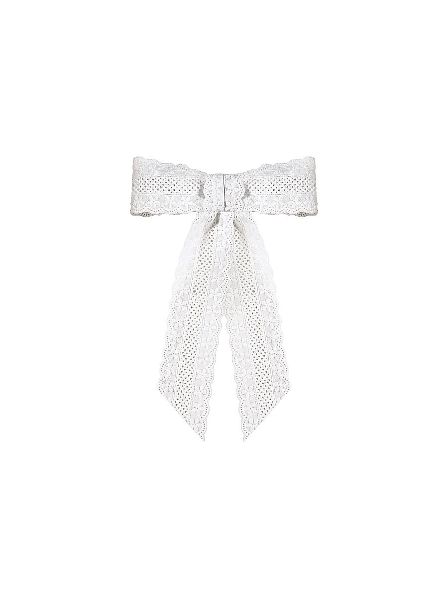 Women's Eyelet Bow Barette - White