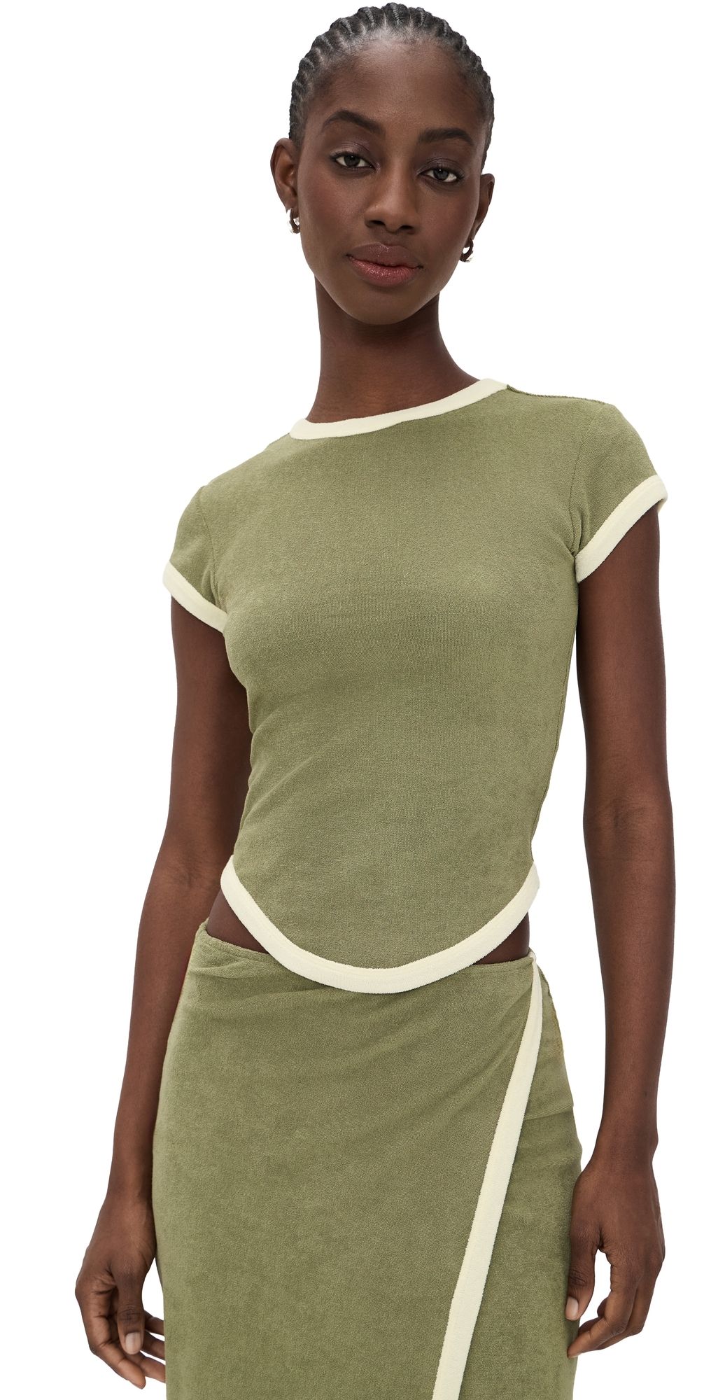 The Line by K Lavi Terry Tee Khaki Green L