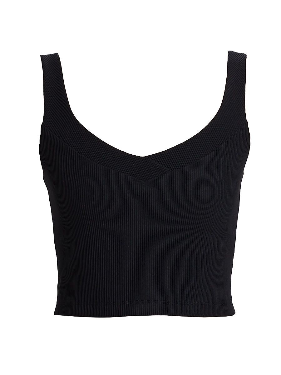 Women's Impulse Ribbed Crop Tank - Black Onyx - Size XL