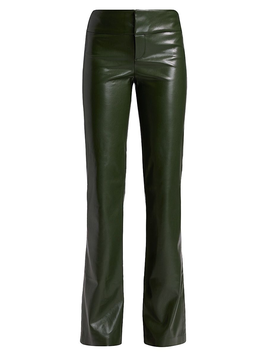 Women's Olivia Faux-Leather Bootcut Pants - Dark Olive - Size 14