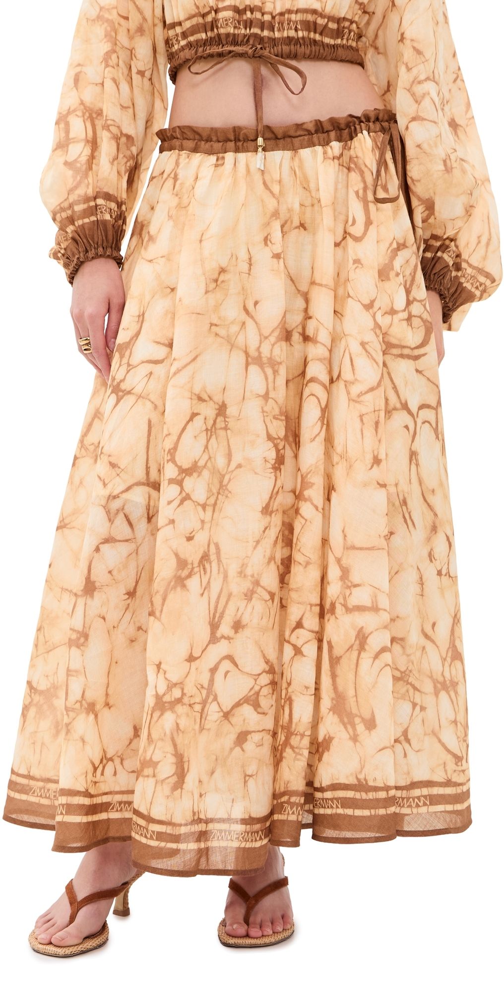 Zimmermann Indra Midi Skirt Chocolate Tie Dye 4