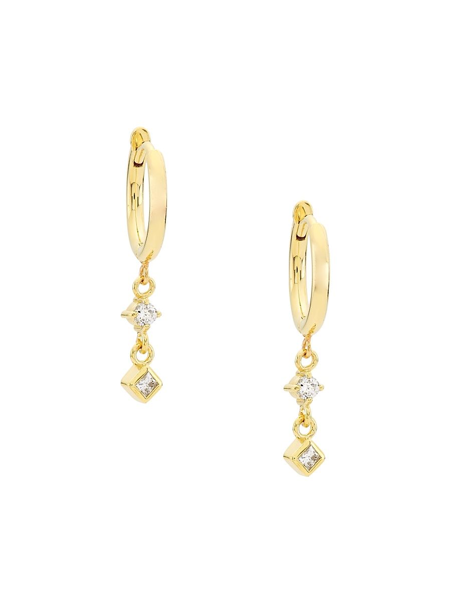 Women's Small 14K Yellow Gold & 0.10 TCW Diamond Hoop Earrings - Gold