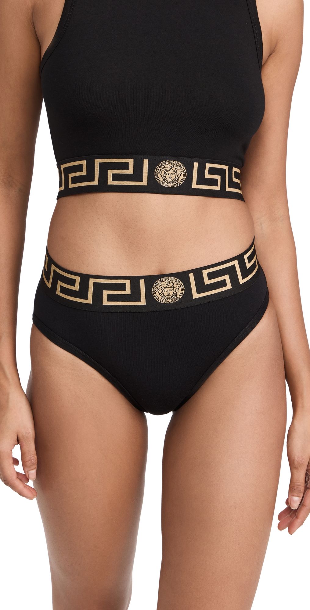 Versace Iconic High Waisted Briefs Black 5