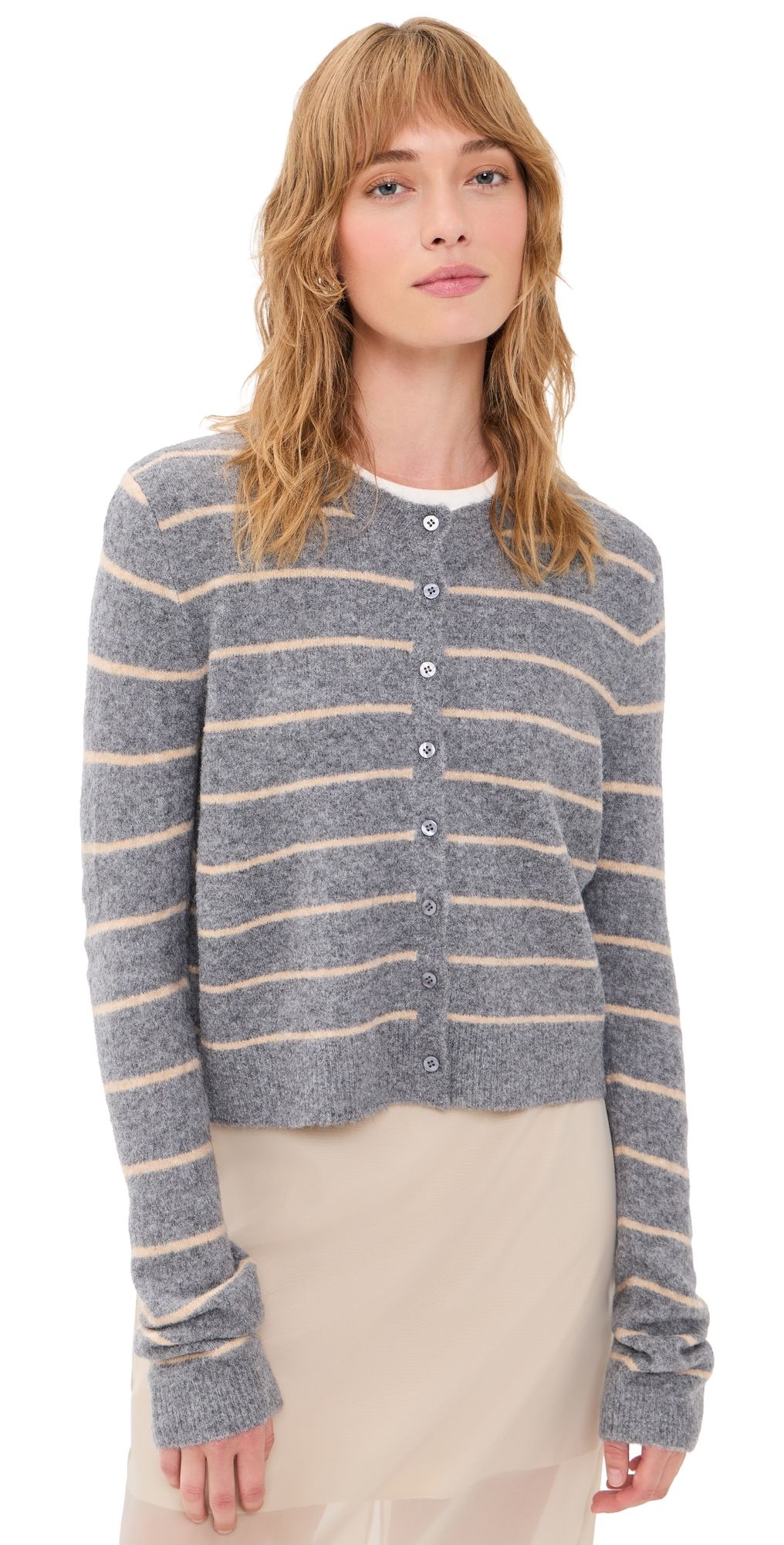 Z Supply Medina Stripe Cardigan Charcoal Heather XL