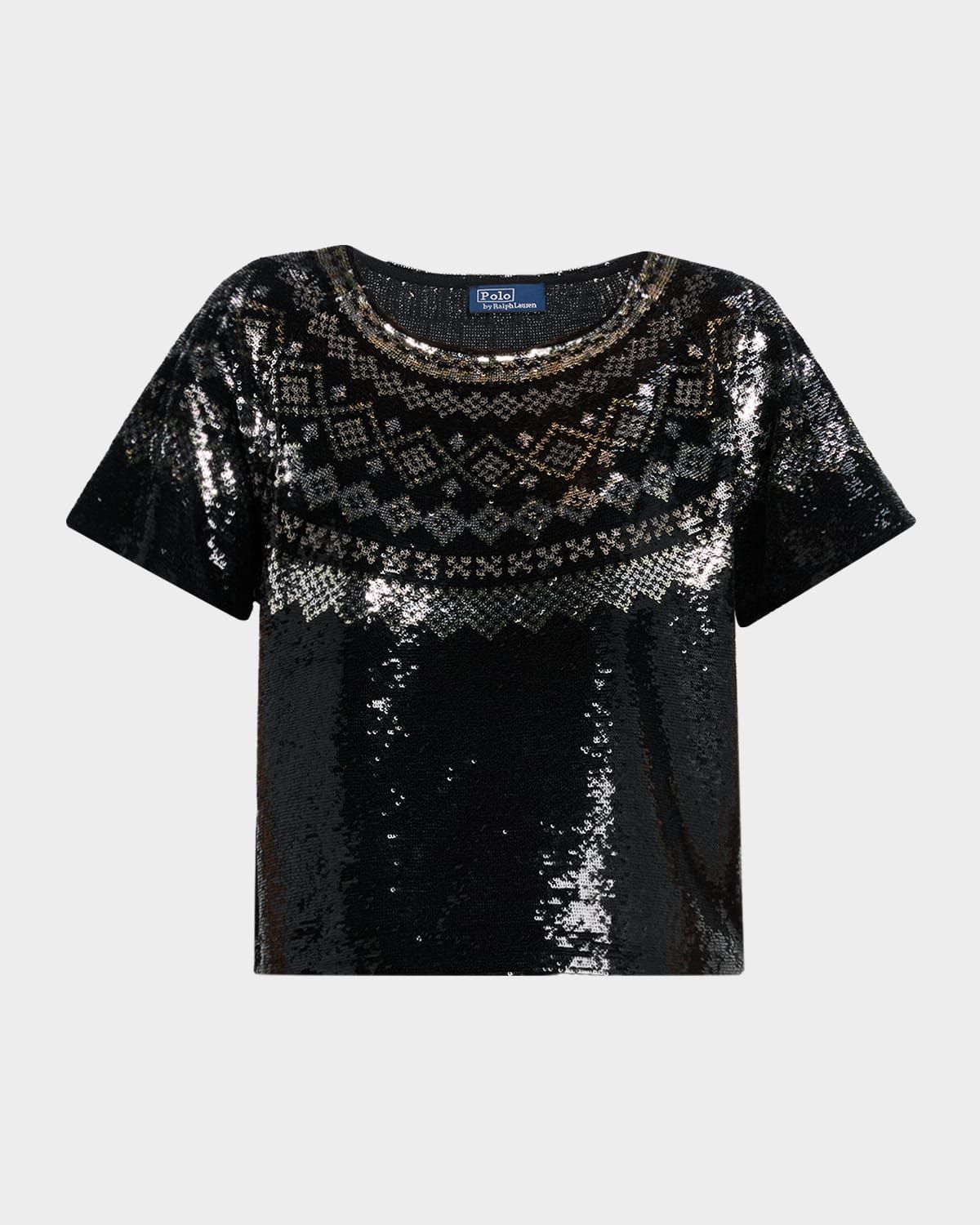 Sequin Jersey Knit Shirt