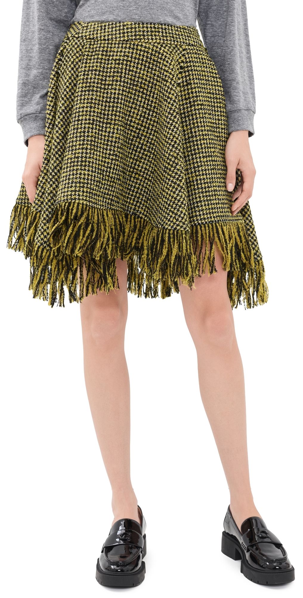 GANNI Woollen Check Mini Skirt Blazing Yellow 32