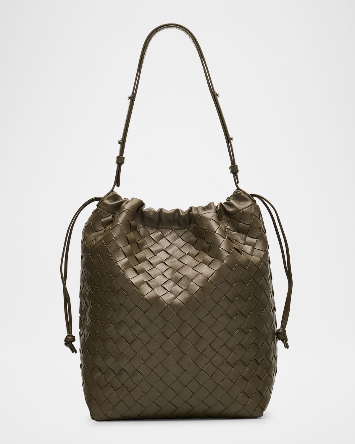 Leather Drawstring Shoulder Bag