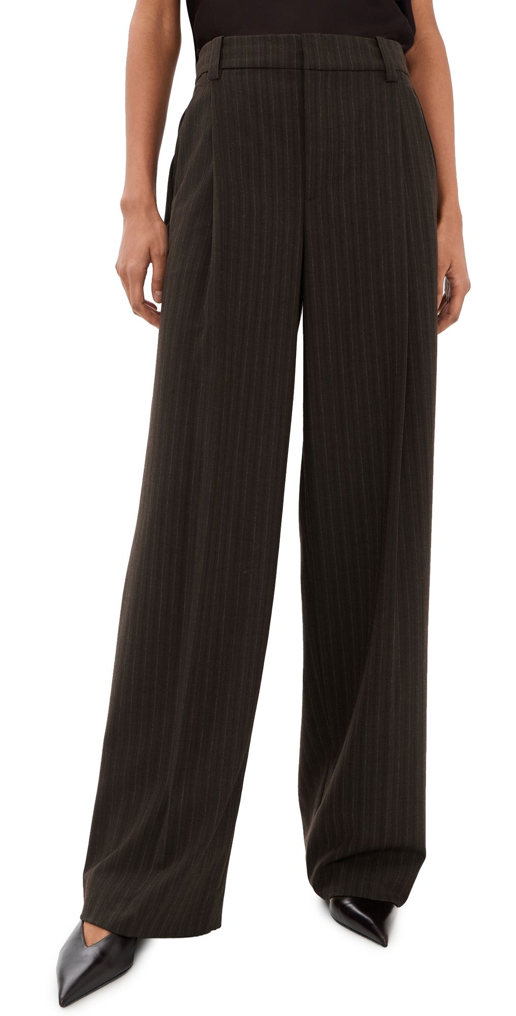 Vince High Waist Wide Leg Trousers Cinderwood Stripe 6