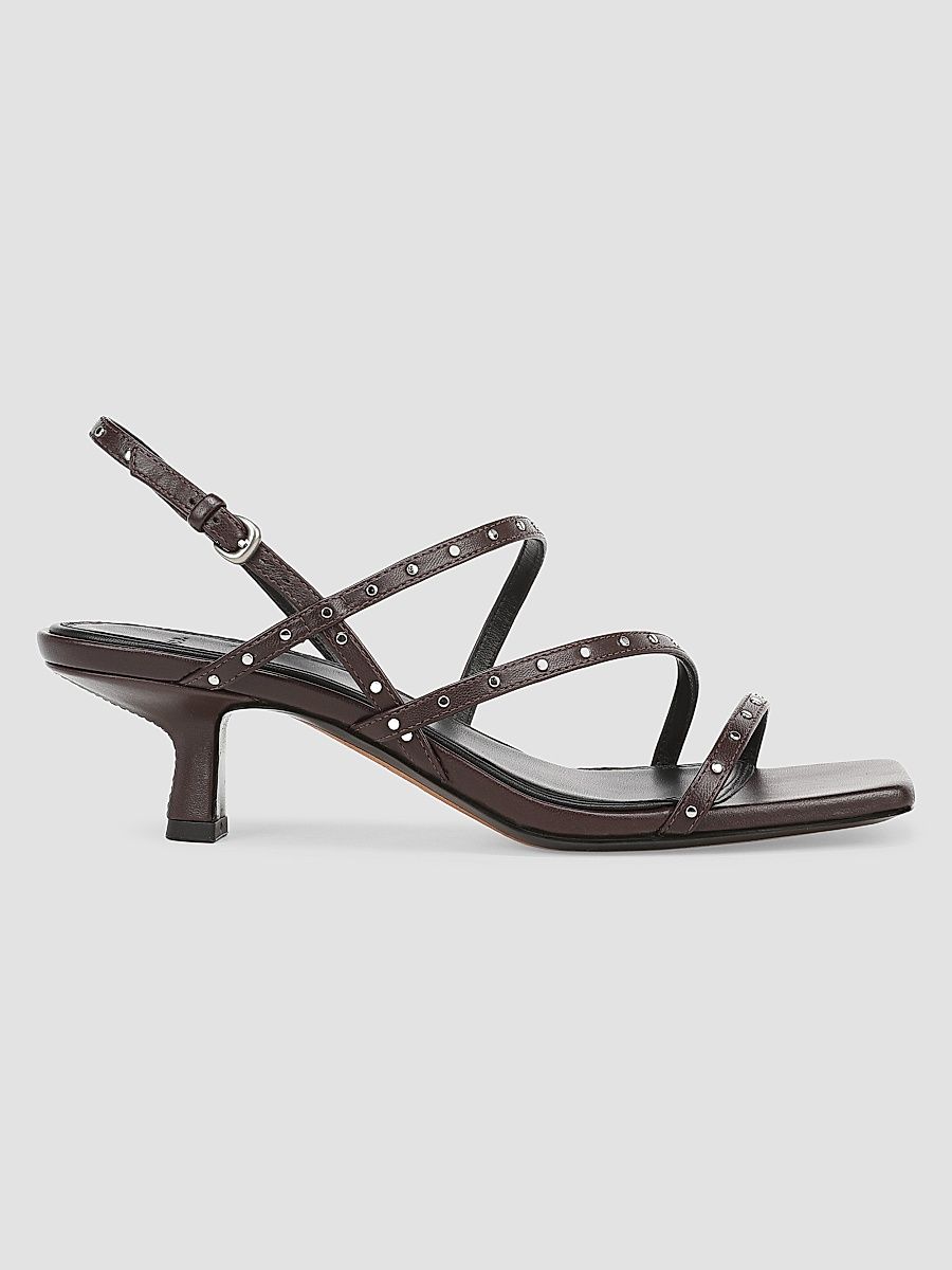 Women's Tania 45MM Studded Leather Slingback Sandals - Dark Ganache - Size 5