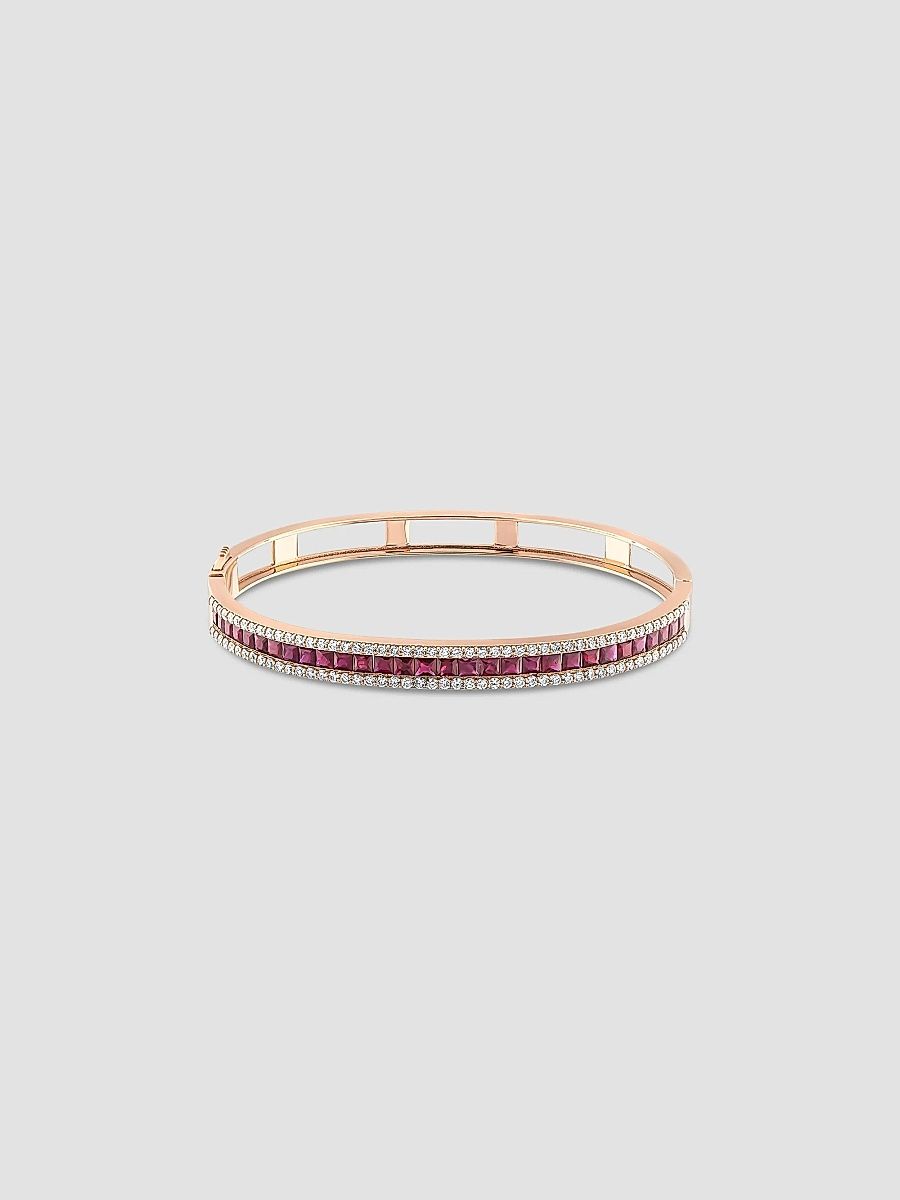 Women's Mondrian 18K Rose Gold, Ruby, & 1.05 TCW Diamond Bangle - Rose Gold