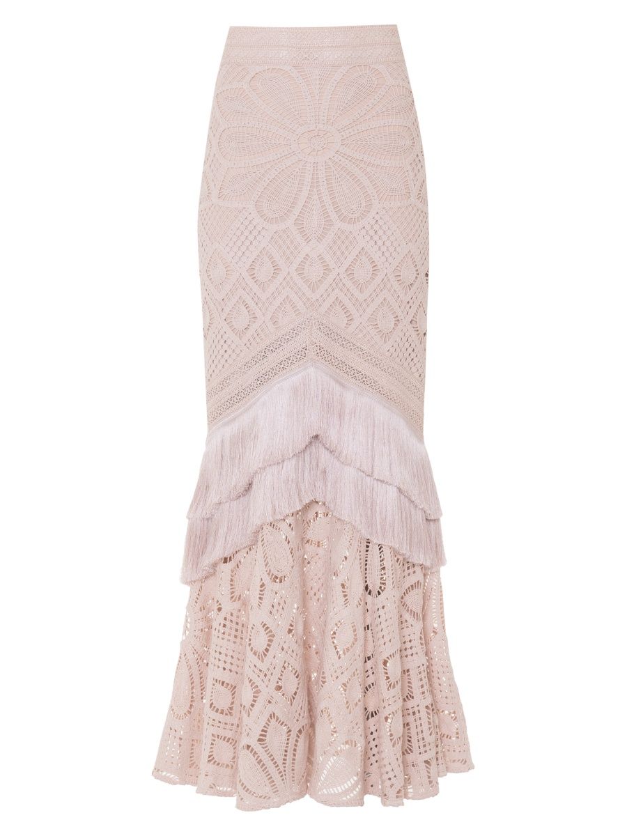 PatBO Women's Crochet Cotton Tulle Maxi Skirt - Beige - Size XS