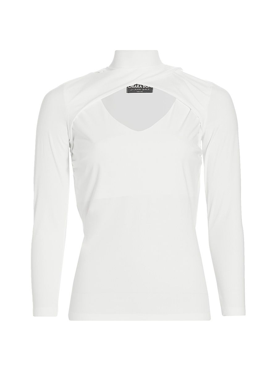 Women's Manique Cutout Mockneck Top - White - Size Small