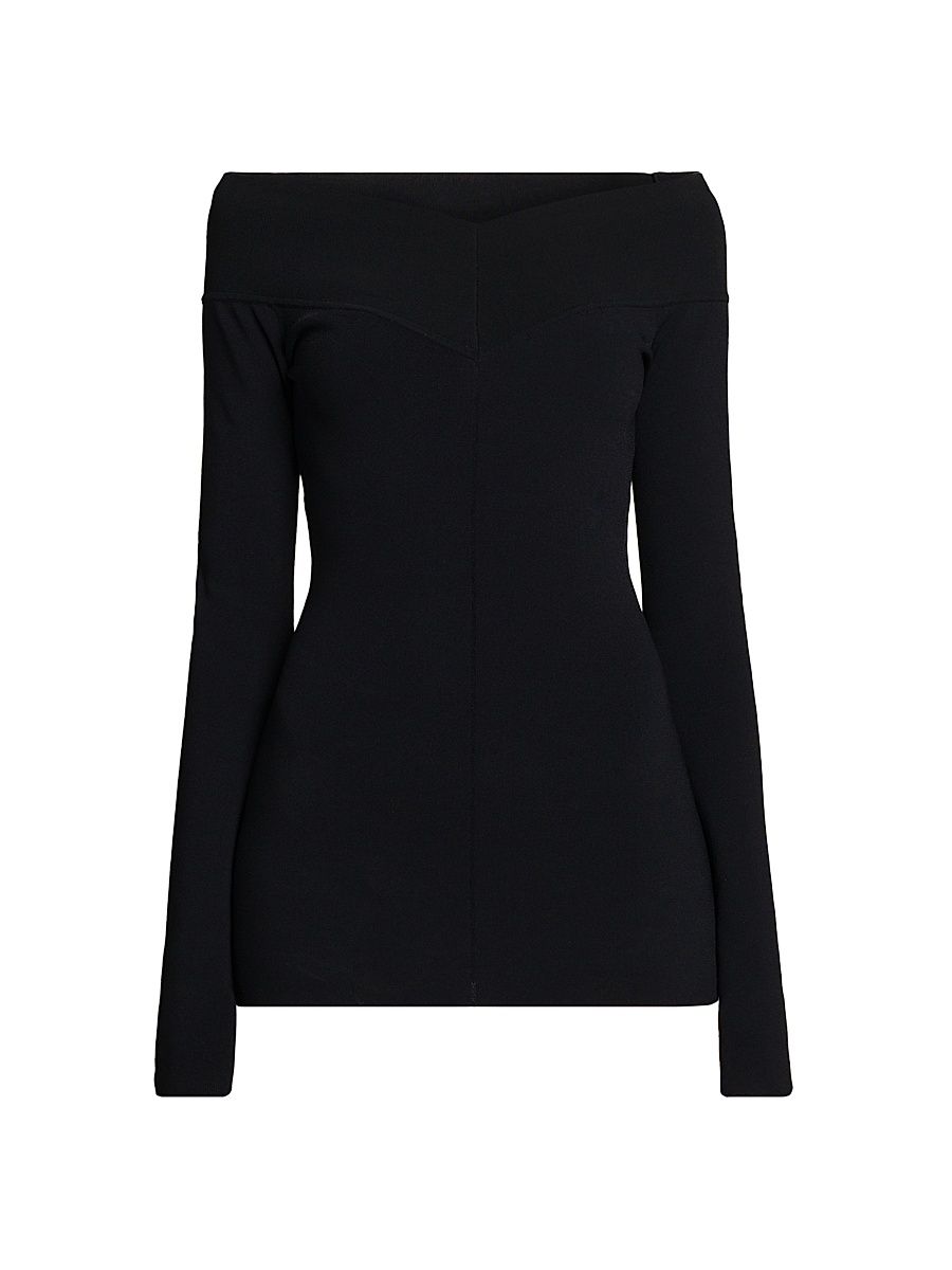 Stella McCartney Women's Compact Knit Off-the-Shoulder Top - Black - Size Medium