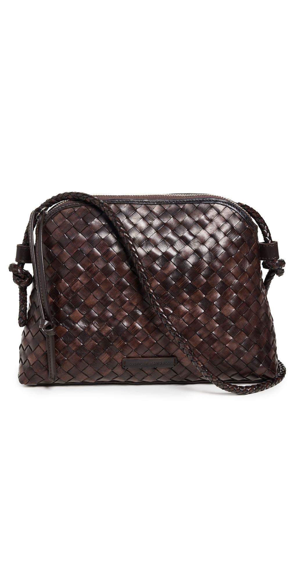 Loeffler Randall Mallory Woven Crossbody Bag Chocolate One Size