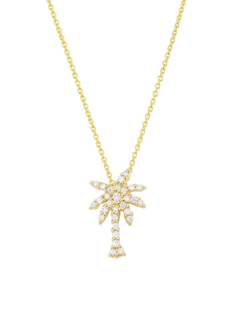 Women's Tiny Treasures 18K Yellow Gold & Diamond Small Palm-Tree Pendant Necklace - Gold