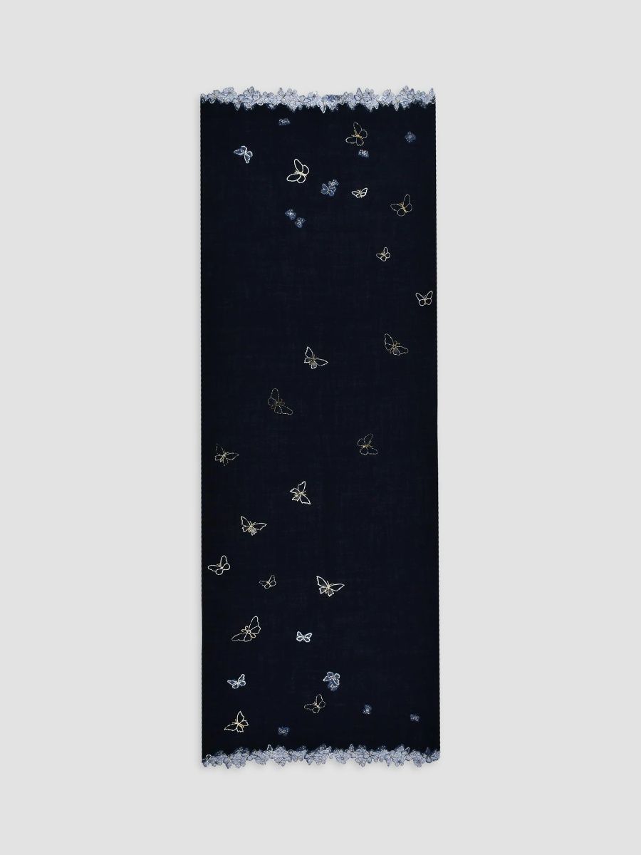 Janavi Women's Midnight Flutter Cashmere Scarf - Navy