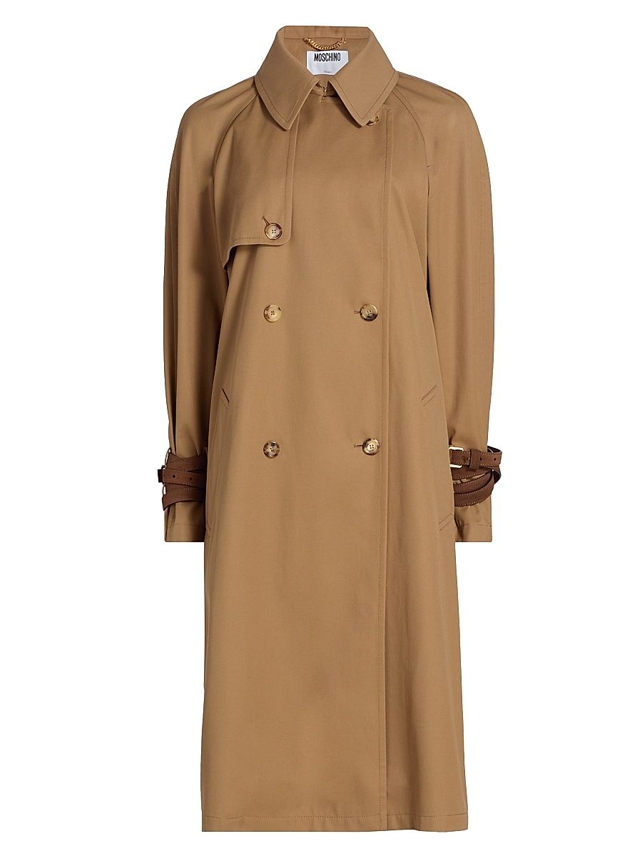 Women's Gabardine Double-Breasted Trench Coat - Brown - Size 14