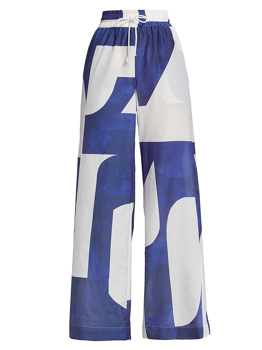 Women's Drawstring Lounge Pants - Ultramarine Multi - Size Large
