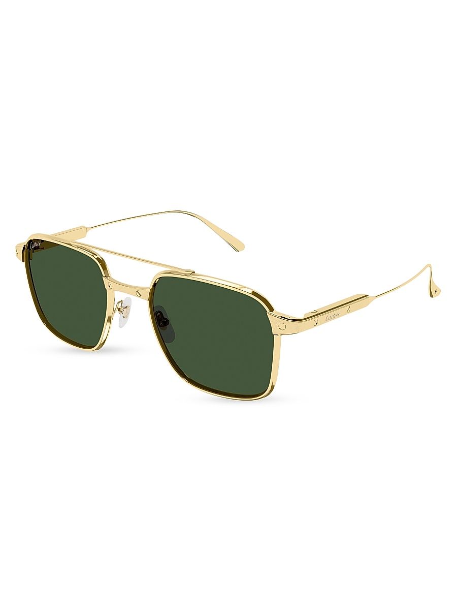 Men's Santos Light 54MM Square Sunglasses - Gold Green