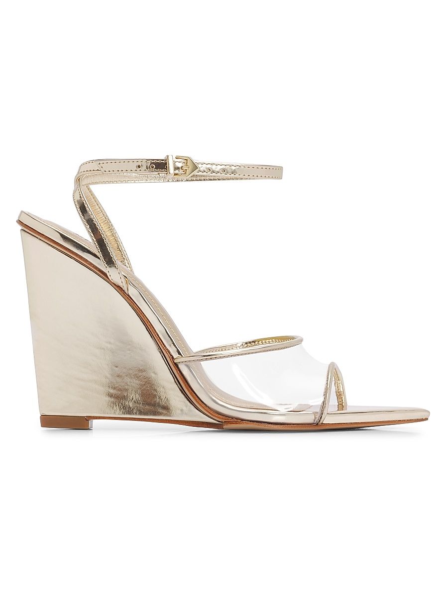 Women's Elodie 100MM Vinyl Wedge Sandals - Transparent Platina - Size 11