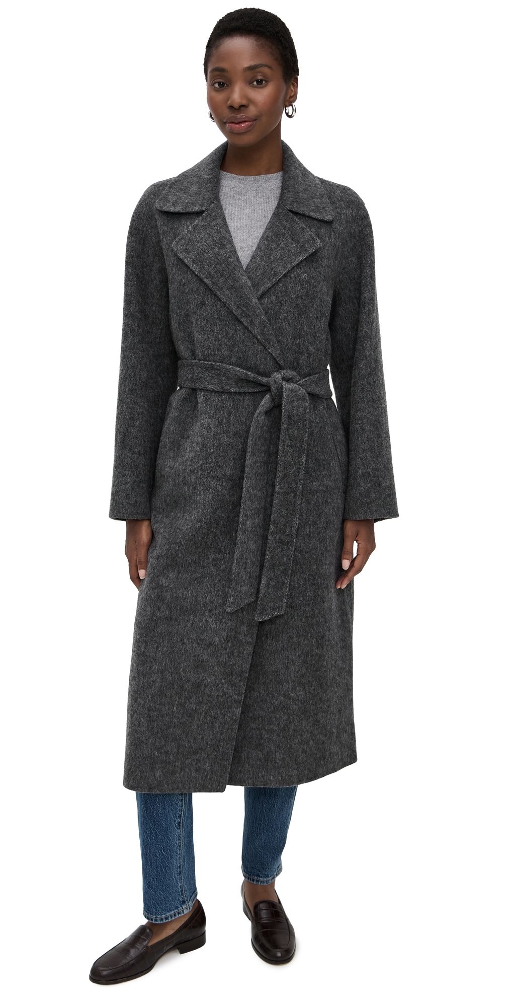 Alex Mill Georgia Wrap Coat In Wool Alpaca Dark Grey S