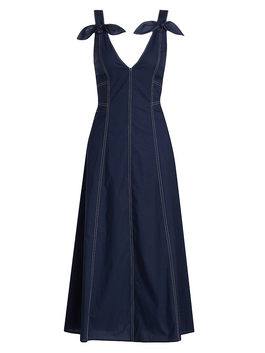 Women's Caprice Cotton Denim A-Line Midi-Dress - Maritime Blue - Size 14